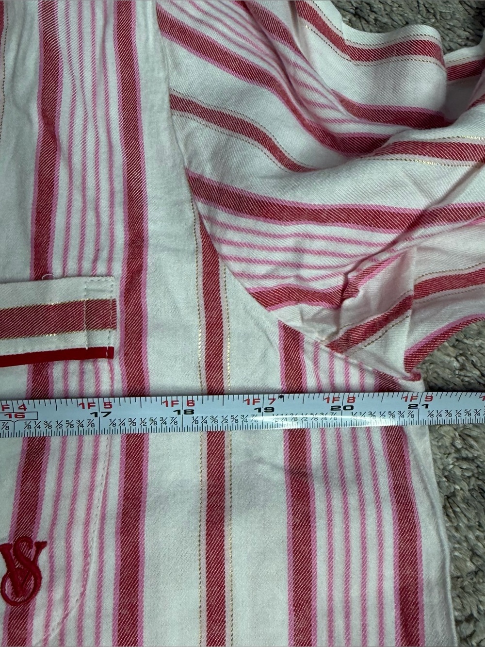 Victoria's Secret VICTORIA Pink CANDY CANE Holiday FLANNEL PAJAMAS Medium Short - Picture 14 of 16